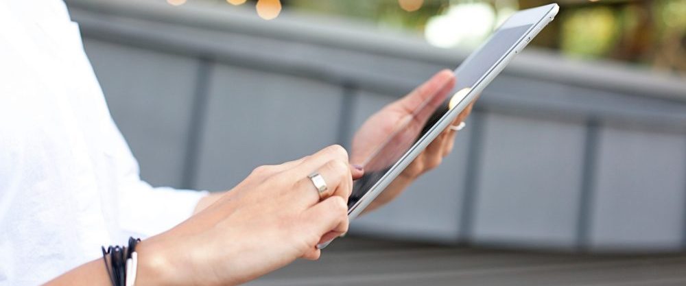 person using a tablet