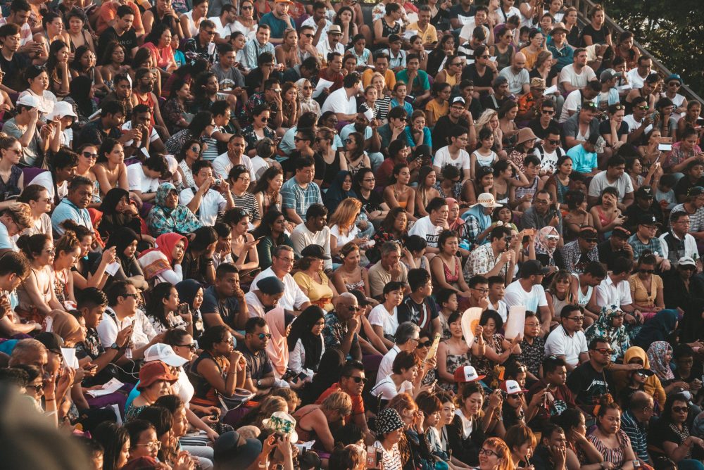 large audience of people outdoors