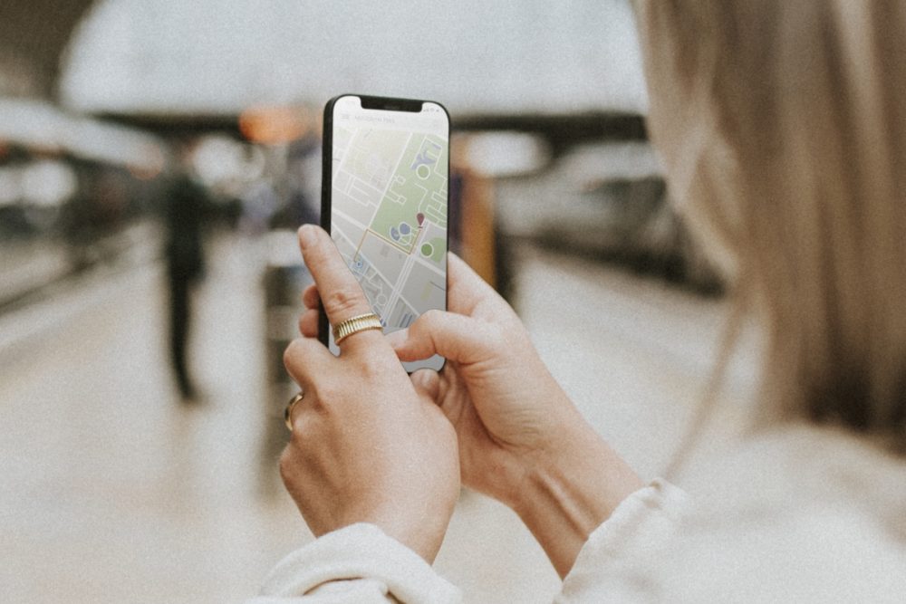 Woman using a navigation map