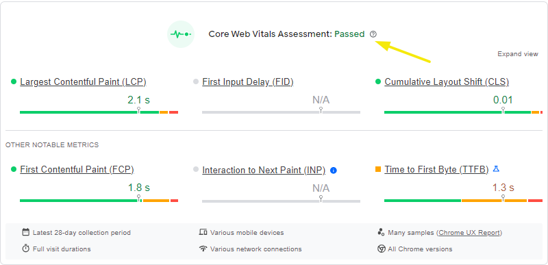 core web vitals assessment