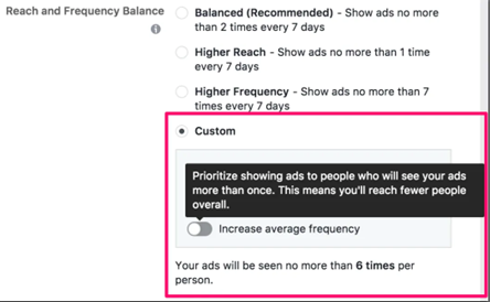 Facebook ad frequency cap
